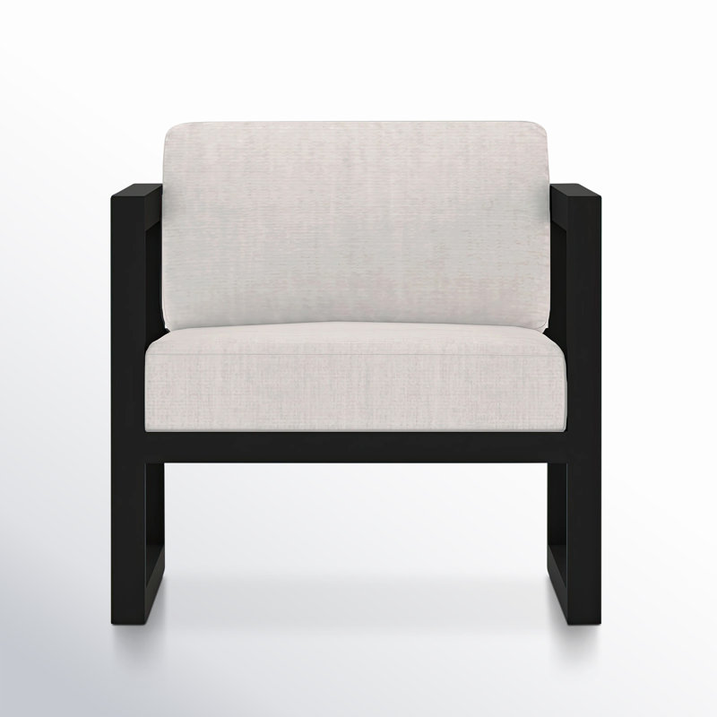 Avion Patio Chair with Sunbrella Cushions, Cast Silver Sunbrella®, Black