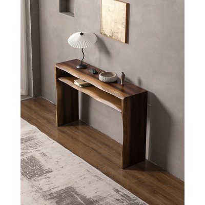 39.37" Brown Rectangular Solid Wood Console Table
