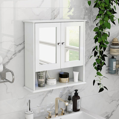 Dampier 560mm W 580mm H Surface Framed Medicine Cabinet Mirror 3 Adjustable