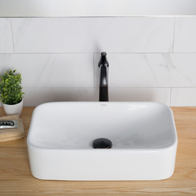 Kraus Elavo Ceramic Rectangular Vessel Bathroom Sink