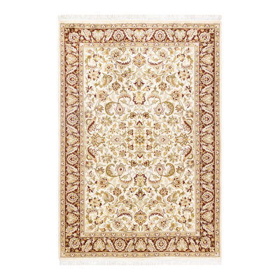 Tapis unique en laine noué à la main 4 pi 2 po x 6 pi 1 po nouvel âge Hayner