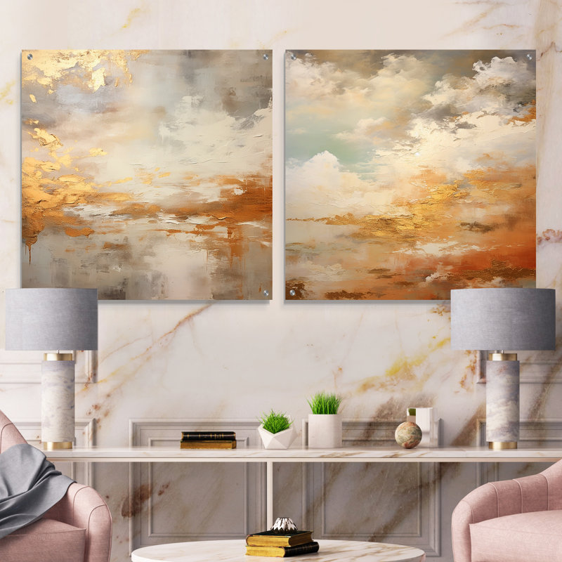 Magic Sky Simplicity - ensemble de 2 art mural en verre acrylique Sky, H 36 po x l 73 po