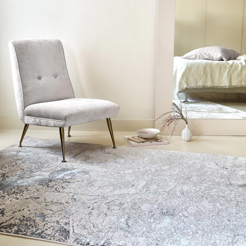 Grey Modern Easy To Clean Abstract Optical/ (3D) Rug For Dining Room Bedroom And Living Room, Rectangle 200 x 290cm