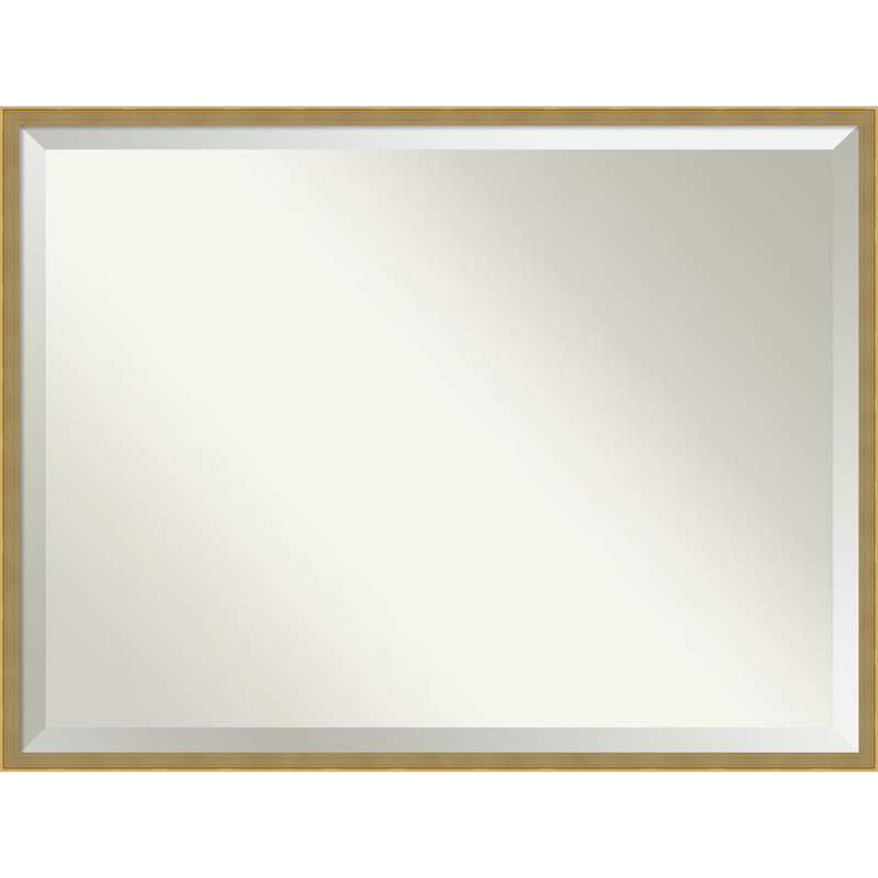 Miroir mural incliné avec cadre en bois biseauté, 31,5 po x 41,5 po, Or foncé
