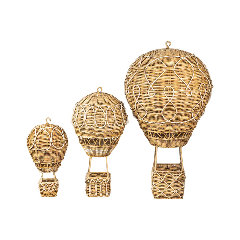 Nautical Wicker Hot Air Balloon Hanging Decor Set