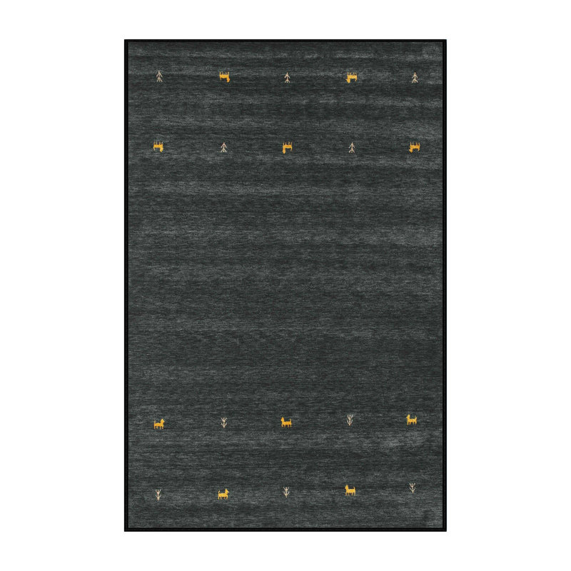 Tapis de zone vert foncé contemporain, Rectangle 4 pi x 6 pi