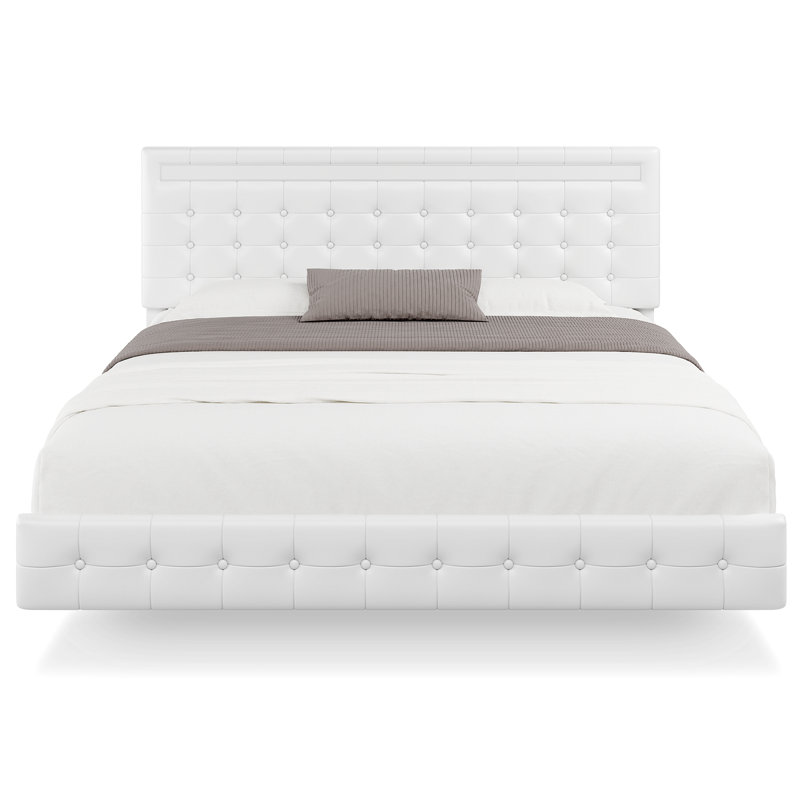 Bocar Standard Platform Bed, White, Queen