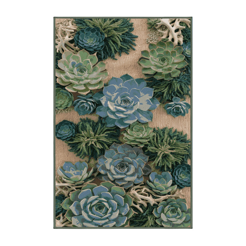  Tapis bord de mer lavable succulentes, Tapis de couloir 2 pi x 4 pi