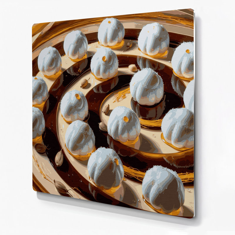 Desserts Rasgulla, art mural en métal brun, H 16 po x l 16 po
