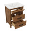 Meuble-lavabo 24 po avec lavabo en céramique, unité de rangement moderne comprenant 3 tiroirs