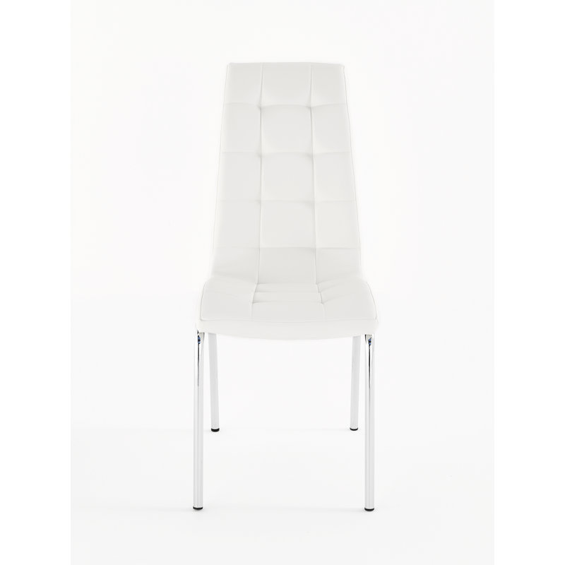 Liam 45cm H Tufted Upholstered Metal Side Chair, White