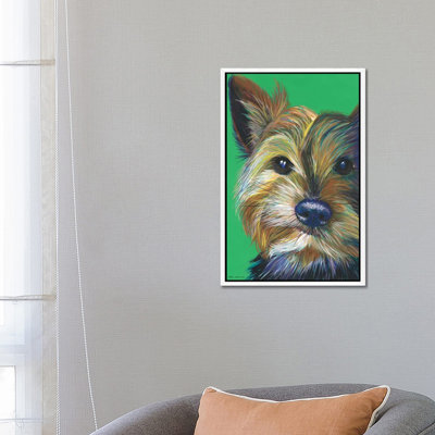 Yorkshire Terrier On Emerald by Kirstin Wood - Painting on Canvas