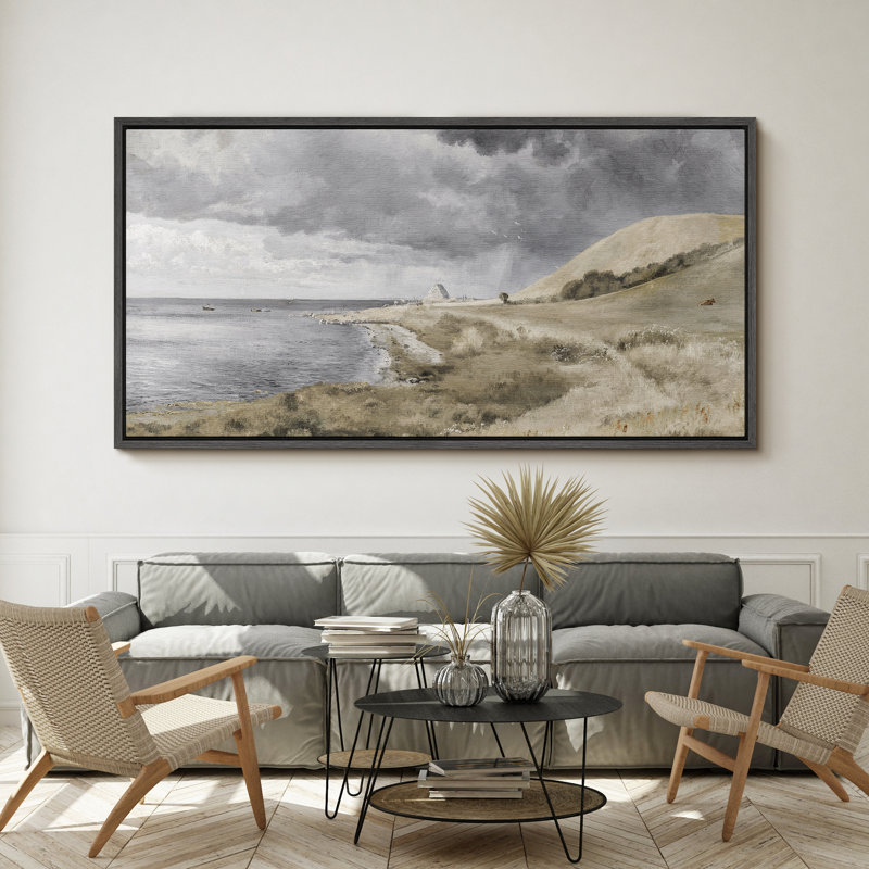 «Coastal Dunes Landscape Serene Seaside», reproduction sur toile, H 30 po x l 60 po, Noir, noir, noir, noir