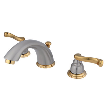 Kingston Brass Royale Two-Handle 3-Hole Deck Mount Widespread Bathroom Faucet with Retail Pop-Up Drain