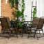 Table et chaises d'extérieur brun foncé, pliable, compatible avec parasol, 5 trous de salle à manger pliables en verre trempé, table, pour yummy