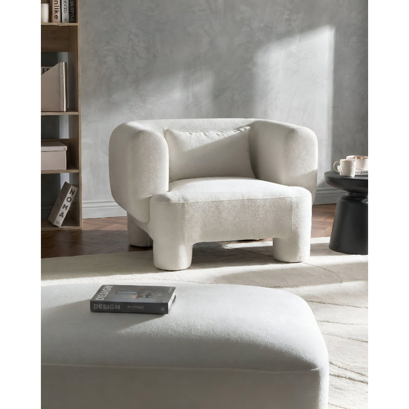 Upholstered Accent Chair, White