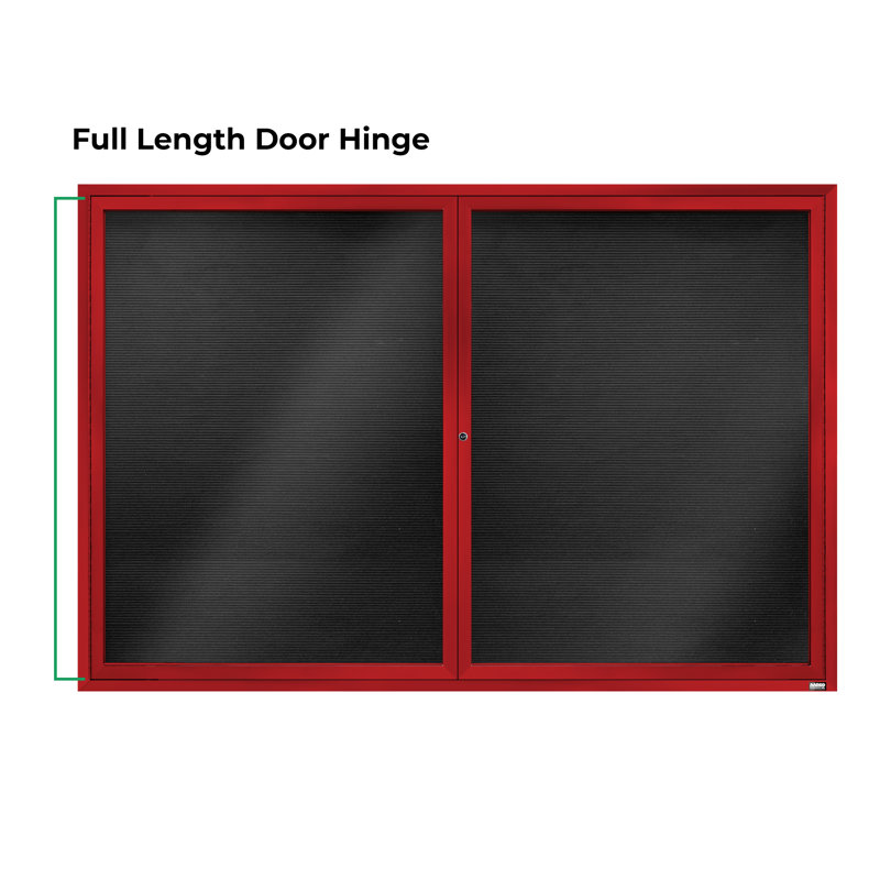 Tableau d'affichage mural fermé pour armoire d'annuaire, Rouge thermolaqué, Deux, 48 po x 72 po