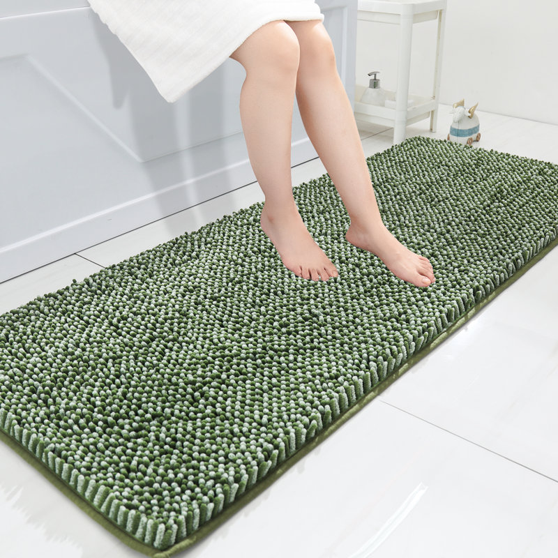 Chenille Non-Slip Bath Rug, 61cm W x 152.4cm L, Green