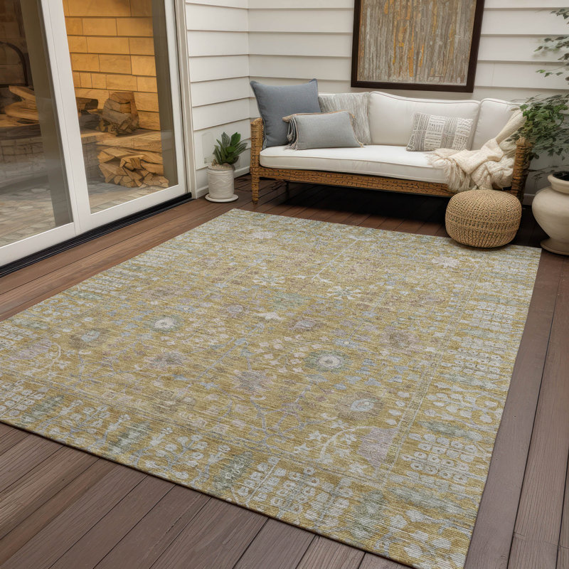 Machine Washable Indoor/Outdoor Kaczor ACN2231 Global Rug, Rectangle 9' x 12'