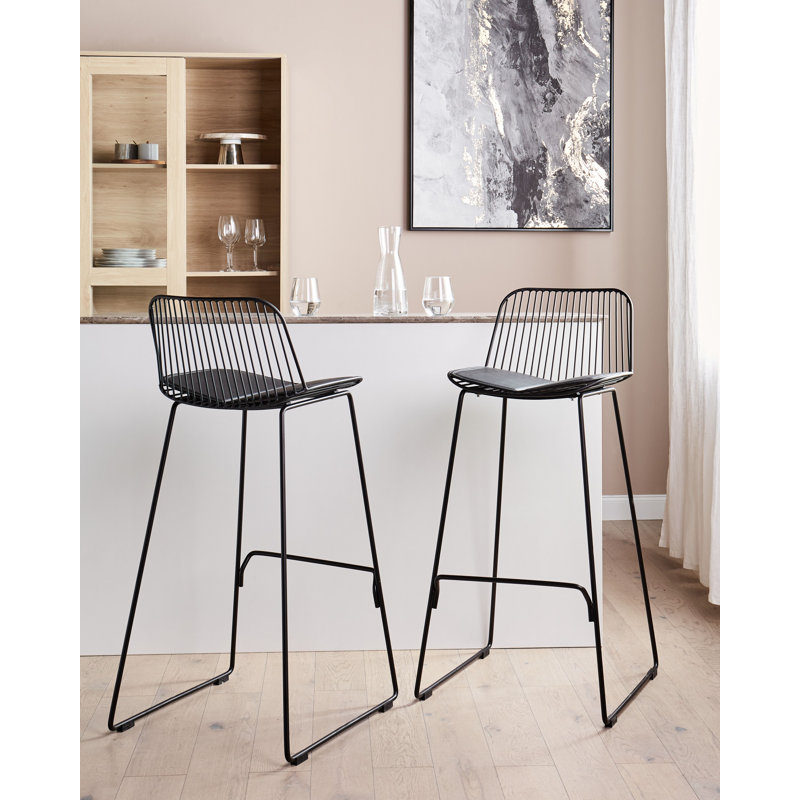 Cayuse Upholstered Counter Stool with Metal Frame, Black