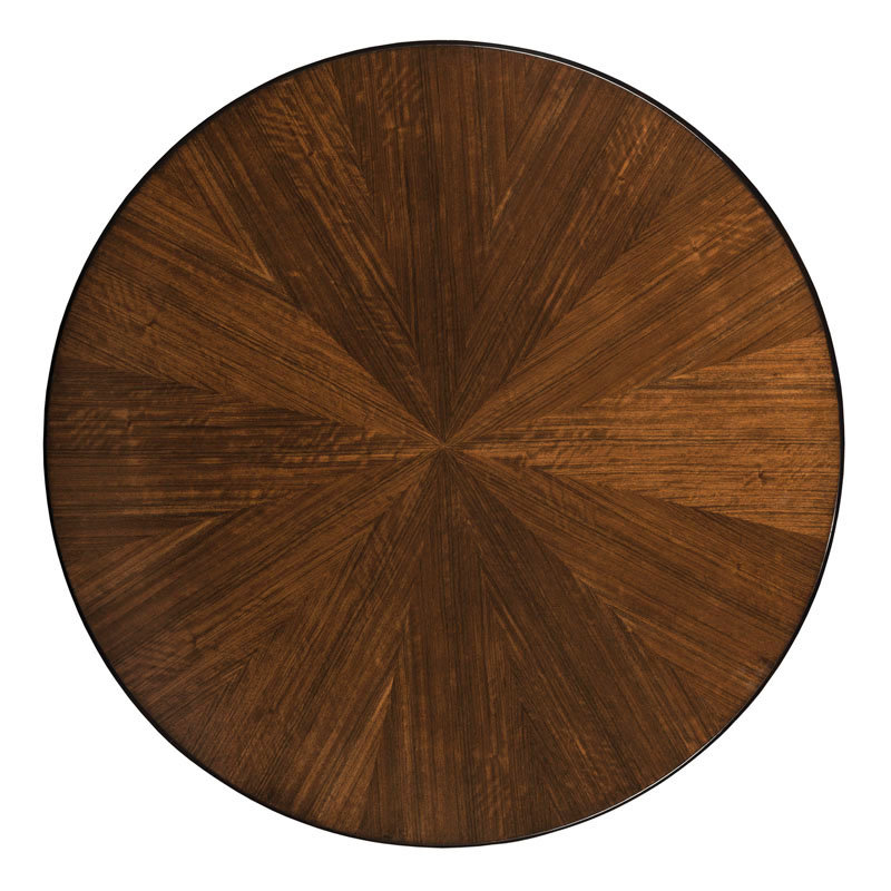 Mozambique Veneer Round Transitional Side Table with Shelves