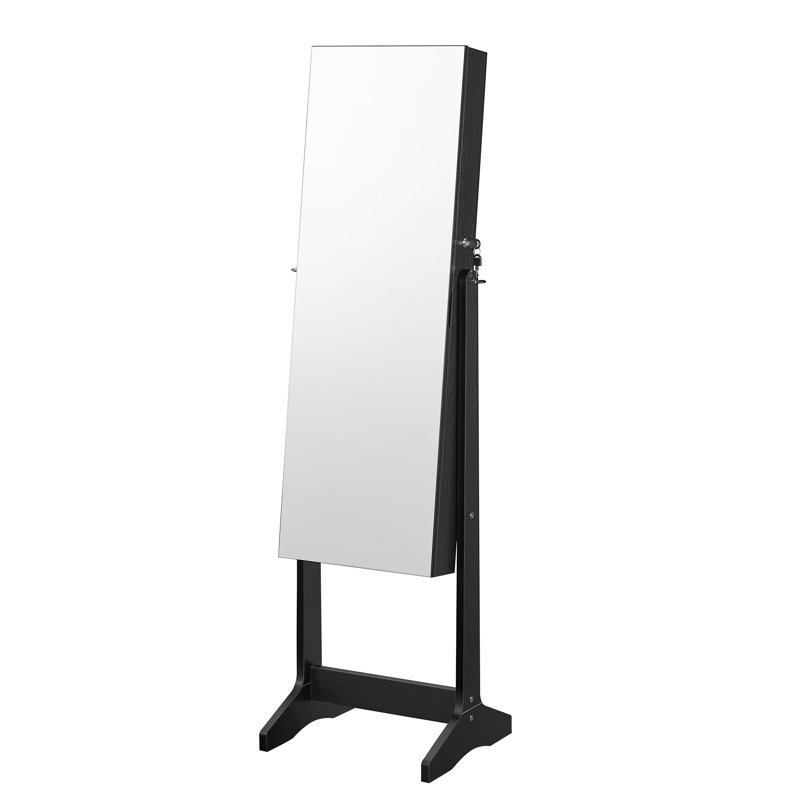 Armoire à bijoux autoportante avec miroir, Black
