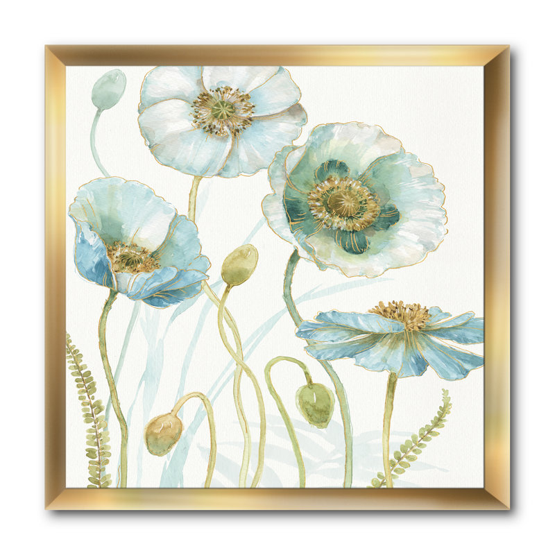 Cadre photo "blue artisanat drawing i" , reproduction d’art sur toile, H 16 po x l 16 po x P 1 po, Cadre doré