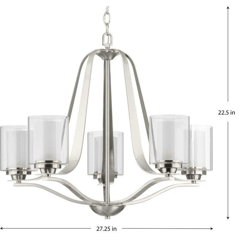 Annon 5 - Light Dimmable Classic / Traditional Chandelier, Brushed Nickel