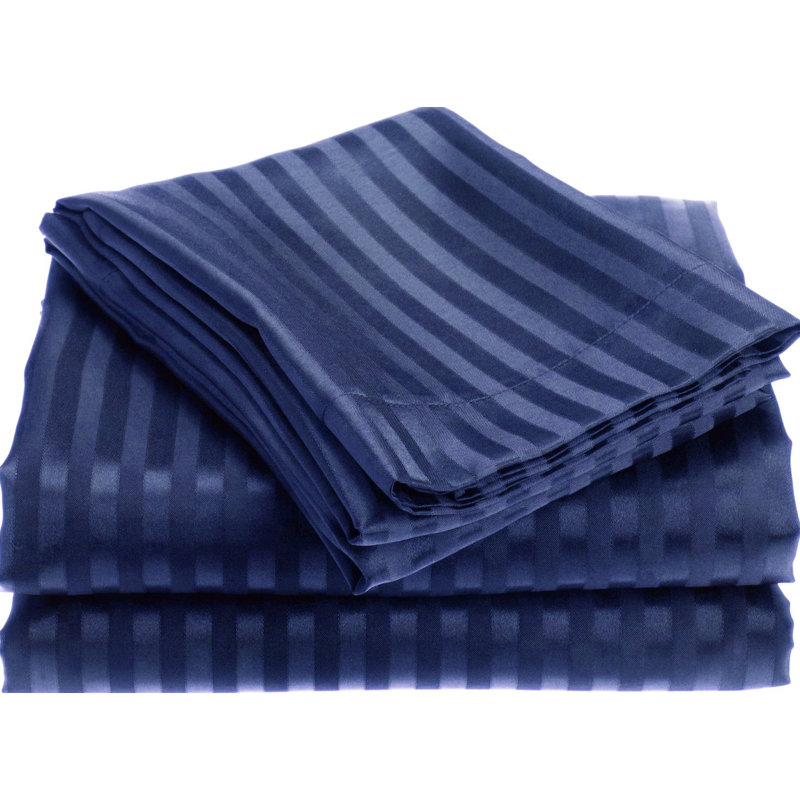 Microfiber Striped Sheet Set, Navy, Twin