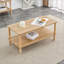 Table basse à 2 niveaux pour le salon - Noyer / bois naturel, panneau de fibres à densité moyenne facile à nettoyer et bois massif, pieds en bois d'hévéa stables-416316509-416316508