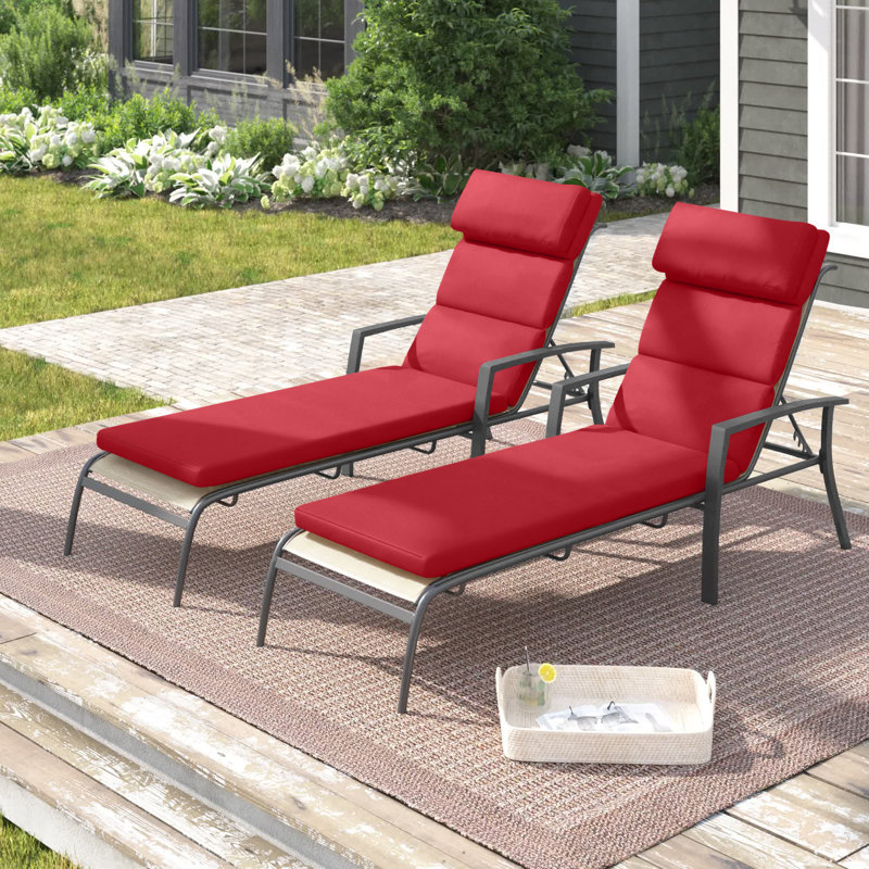 Northridge Sunbrella Outdoor 3'' Chaise Lounge Seat / Back Cushion, Canvas Jockey Red Sunbrella® Canvas