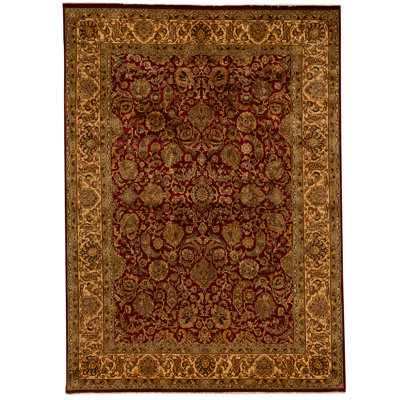 Tapis rouge et crème noué à la main de haute qualité