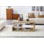 Table basse en panneau de fibres à densité moyenne avec grain de bois sculpté, compartiments ouverts multi-rangements pour le salon moderne
