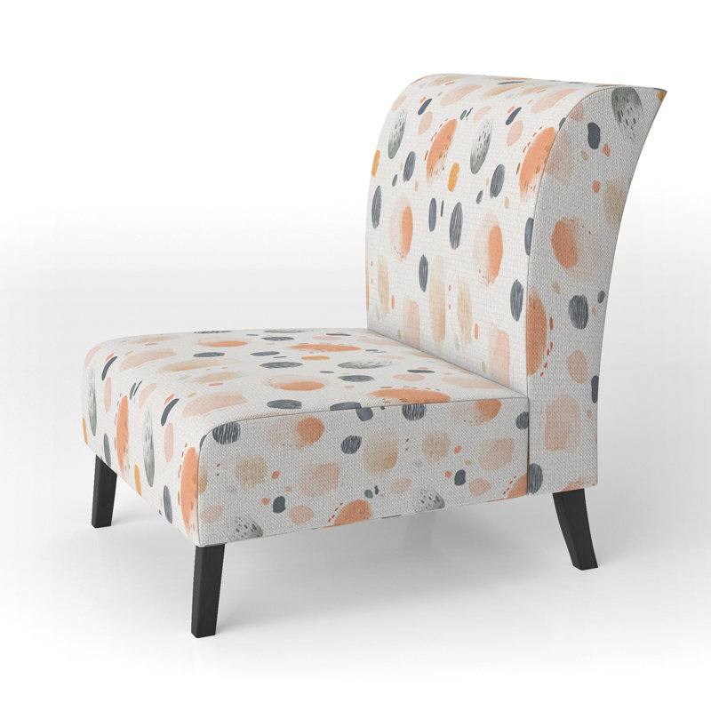 Fauteuil de chambre géométrique rembourré - Formes clairsemées orange, Pantoufle sans accoudoirs