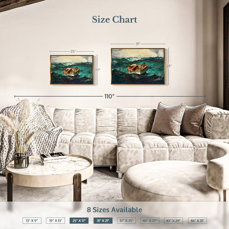 The Gulf Stream 1899, 25" X 17", Floating Frame Gold