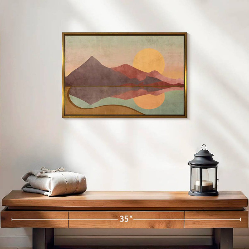 Boho Sundown, 19 po x 13 po, Cadre flottant doré