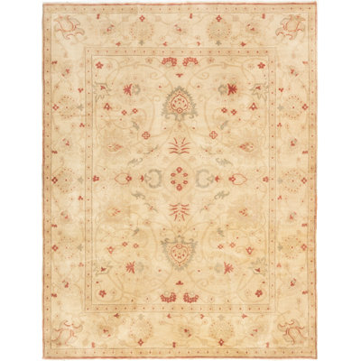 À la main one-of-kind-noué la 2010 esari turkoman crème/vert/brun 8 pi 1 po x 10 pi zone de laine 3 po tapis Howells