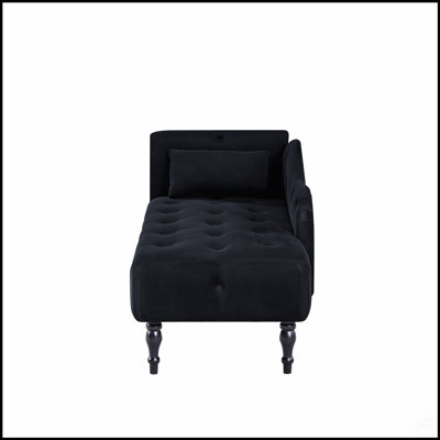 Luxurious Velvet Chaise Lounge With Tufted Buttons, Nailhead Trim, And Solid Wood Legs For Elegant Comfort