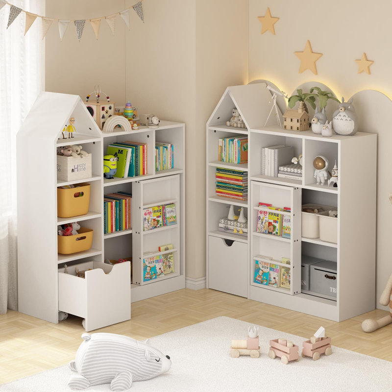 Organisateur de rangement de jouets et bibliothèque pour enfants, coffre de rangement pour jouets