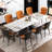  Modern Dining Table Set With 78.7''-110'' Extendable Faux Marble Top And 8 Faux Leather Dining Chairs-122124770-122124768