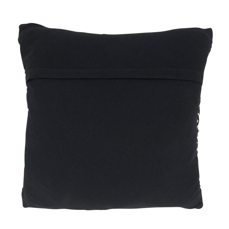 18'' Black and White Cotton Moroccan Pillow Cover