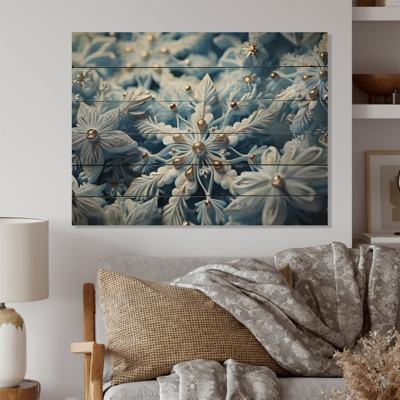 Flocons de neige scintillants I sur bois, H 24 po x l 32 po x P 0,78 po