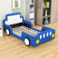 Lit plateforme simple en forme de voiture de course avec roues et lattes-374701865