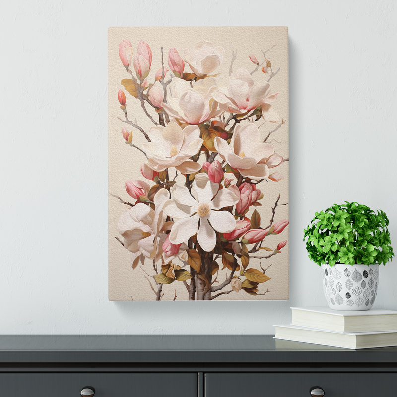 Magnolia Flower Dadaism - Wrapped Canvas Print, 50cm H x 35cm W x 3cm D