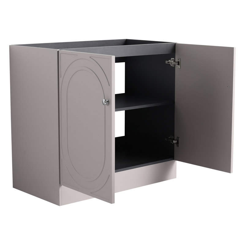 Meuble-lavabo kaki 36 po - Portes d'armoire à fermeture en douceur de style moderne en contreplaqué avec fonction spacieuse