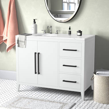 Breakwater Bay Saur 42'' Free Standing Single Bathroom Vanity with  Engineered Stone Top & Reviews