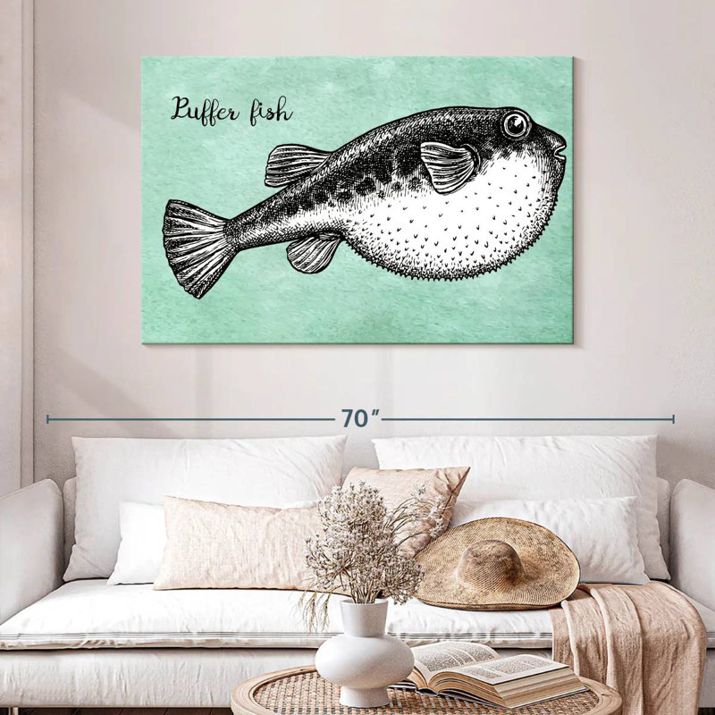 Brampt Puffer Fish Sketch, 32" H x 48" W