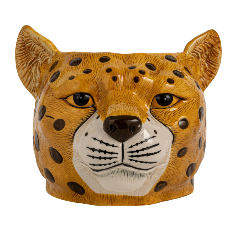 Ceramic Cheetah Head Planter