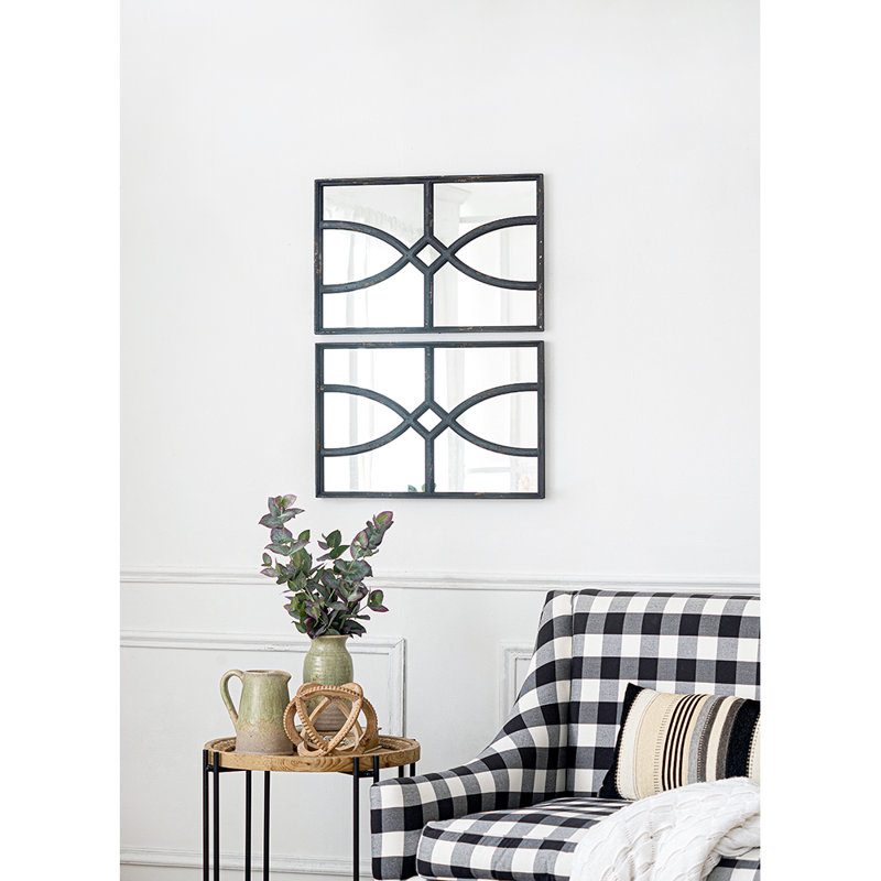 Miroir mural rectangulaire en bois avec cadre sculpté