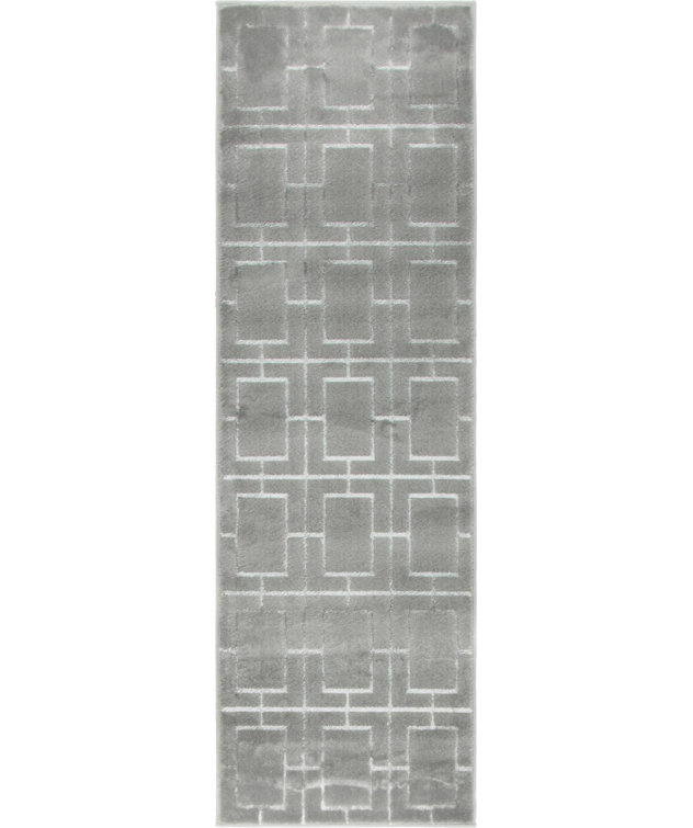 Glam Geometric Gray Silver Area Rug